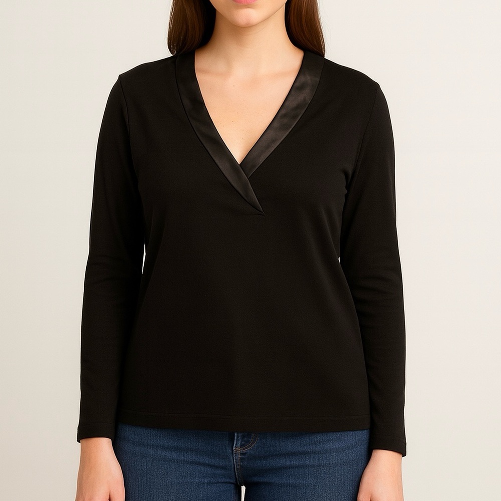 TEMPERLEY LONDON - Satin Neckline Pullover Top